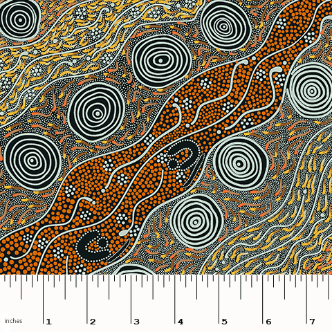 Bush Camp Yellow Aboriginal 44" fabric by M&S Textiles, BCY