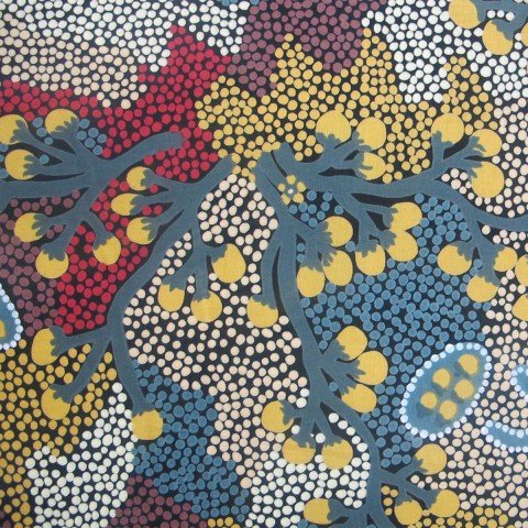 Bush Sultana Charcoal Australian Aboriginal 44" fabric, M&S Textiles, BSC