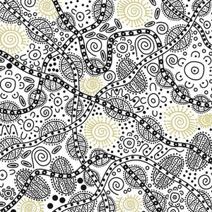 Australian Aboriginal Bush Tucker White 44" fabric, M&S Textiles, BTW