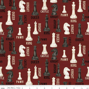 Chess Pieces 44" fabric by Riley Blake, I'd Rather Be Playing Chess, C11260-Red