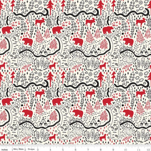 Cream Map 44" fabric by Riley Blake, C9822-Cream Wild at Heart