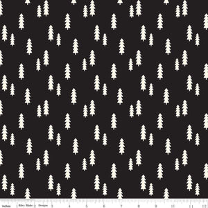 Black with white trees 44' fabric by Riley Blake, C9824-black, Wild at Heart