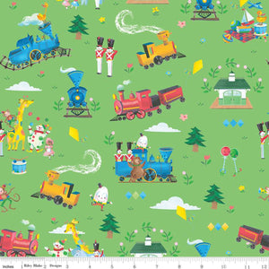 The Little Engine That Could Main Green 44" fabric by Riley Blake, C9990-Green