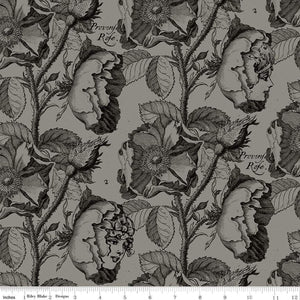 Mad Masquerade Queen's Living Garden 44" fabric by Riley Blake, CD11955 - Gray