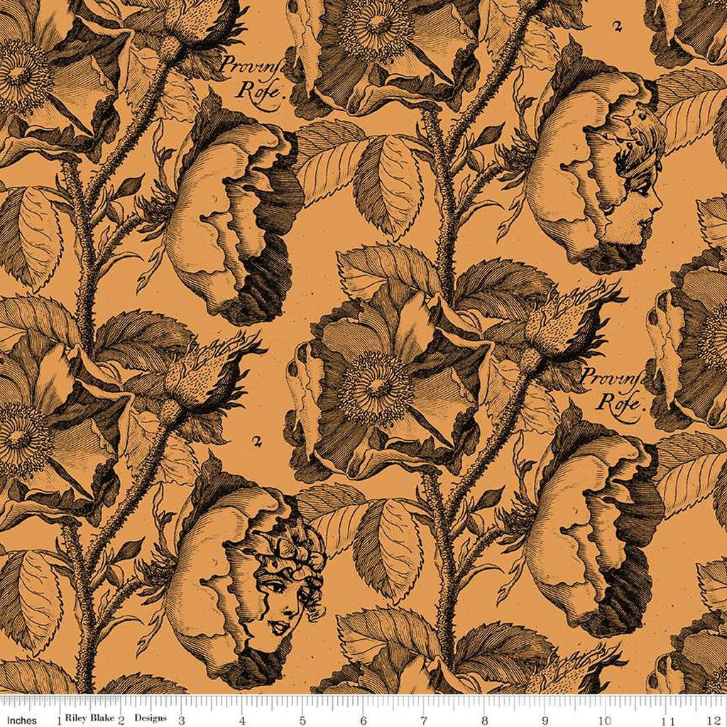 Mad Masquerade Queen's Living Garden 44" fabric by Riley Blake, CD11955 - Orange