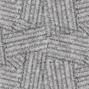 Charcoal Gray Sheet Music Melody 44" fabric by Michael Miller, CX10473-char