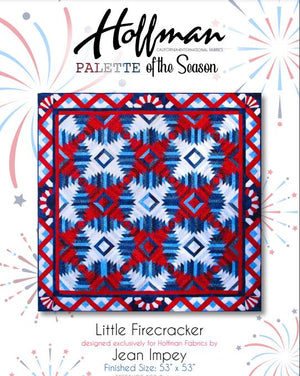 Little Firecracker Quilt Kit 53"x53" FPP in Red, White & Blue Hoffman Batiks