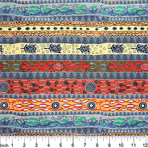 Dreaming in One Black stripe Australian Aboriginal 44" fabric, M&S Textiles, DROB