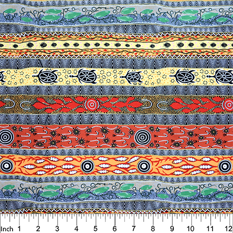 Dreaming in One Black stripe Australian Aboriginal 44" fabric, M&S Textiles, DROB