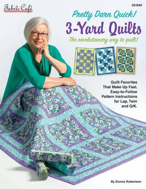 3-Yard Quilts book plus Festive & Fun Holiday Fabric with gold metallic by Hoffman, 3 fabrics - each 1 yard