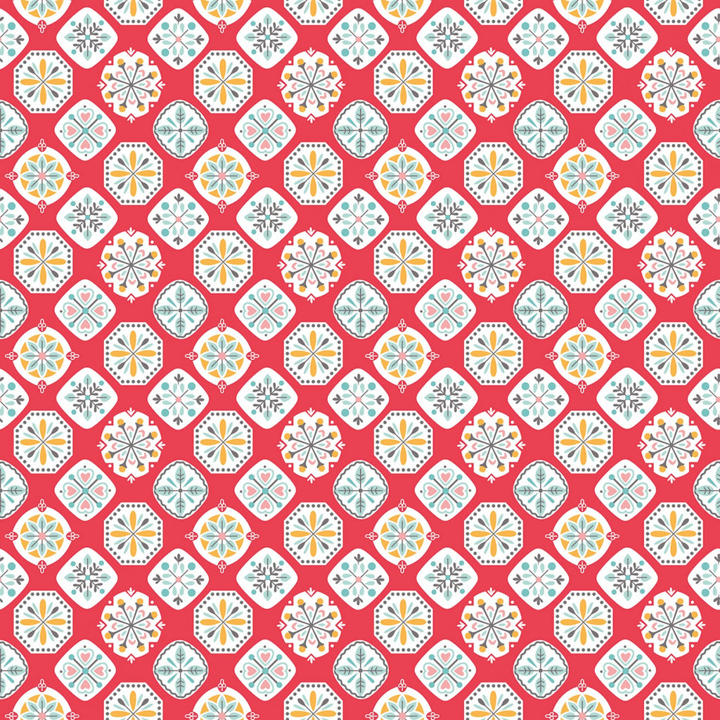 My Happy Place Applique Cayenne 57" home decor fabric by Riley Blake,  HD11214, Lori Holt