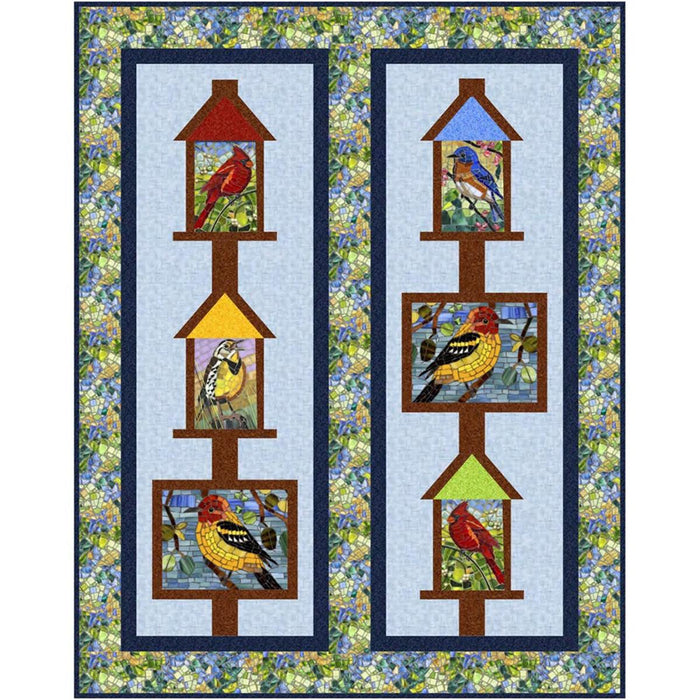 Hotel Feather Birds in their Houses Quilt Kit by Quilting Treasures,  53" x 67"