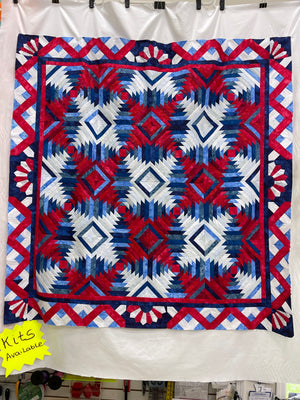 Little Firecracker Quilt Kit 53"x53" FPP in Red, White & Blue Hoffman Batiks