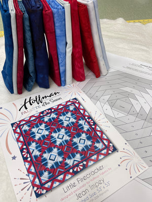 Little Firecracker Quilt Kit 53"x53" FPP in Red, White & Blue Hoffman Batiks