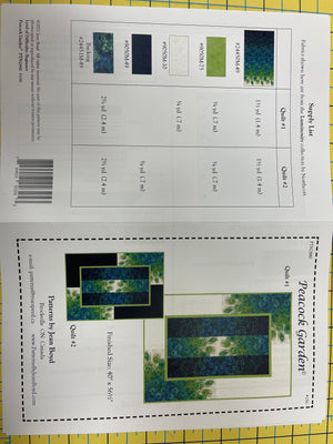 Peacock Garden with blue background Quilt Kit, measures 40"x57" using Northcott's Luminosity & Shimmer Radiance fabrics