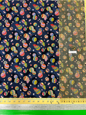 Navy Temari Balls Metallic 44" Japanese fabric by Yamaoka, Y-15000-183A