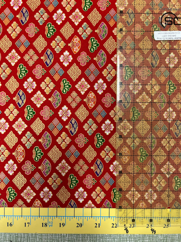 Red Metallic Wagara  44" Japanese fabric by Naka N2000-81B