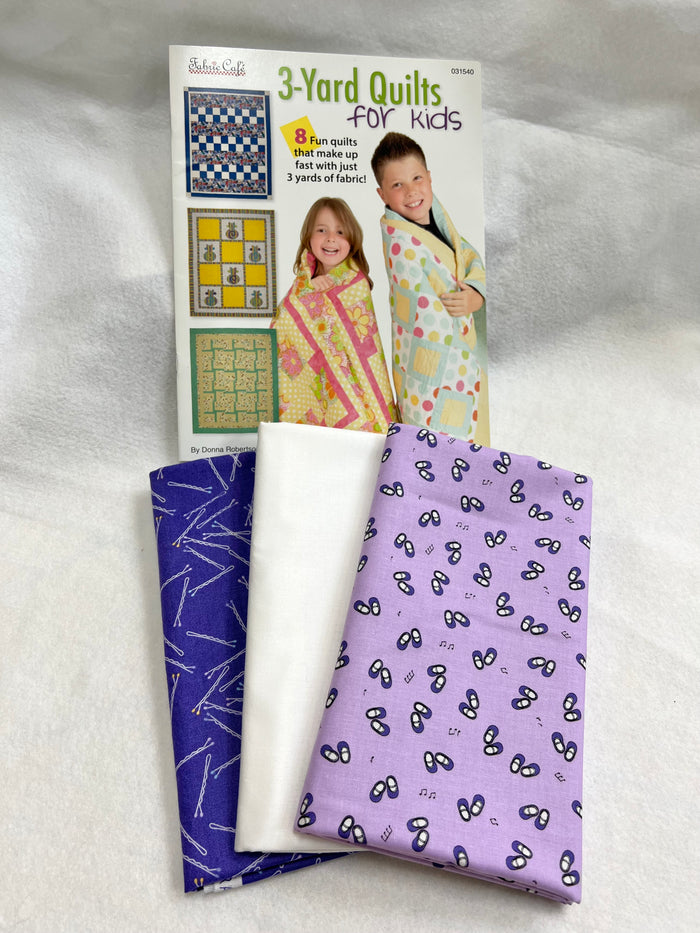 Dance shoes and Bobby Pin Fabric plus 3-Yard Quilts book, includes 3 fabrics - each 1 yard