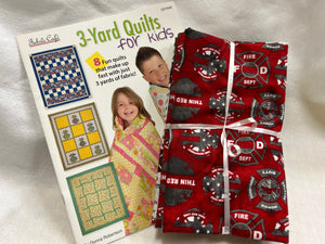 Fire Dept Thin Red Line Fabric plus 3-Yard Quilts book, includes 3 fabrics - each 1 yard