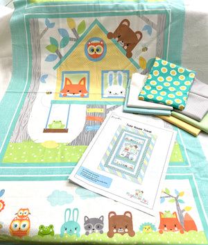 Tree House Treat Baby Quilt Kit (40" x 60"), Playhouse Pals Collection by Benartex