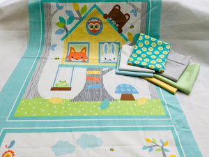 Tree House Treat Baby Quilt Kit (40" x 60"), Playhouse Pals Collection by Benartex