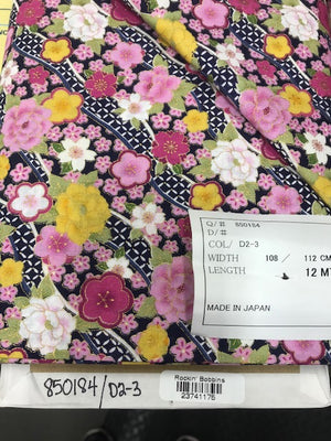 Oriental Pink Flowers with metallic, 44" fabric,  Sevenberry, 850184-D2-3