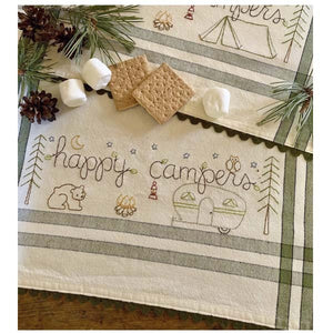 Happy Campers Dishtowel Pattern and Embroidery Kit by Bareroots, kit-258K