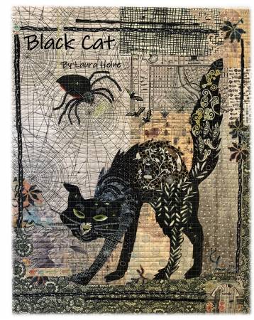 Black Cat Collage Pattern by Laura Heine, LHFWBLACKCAT