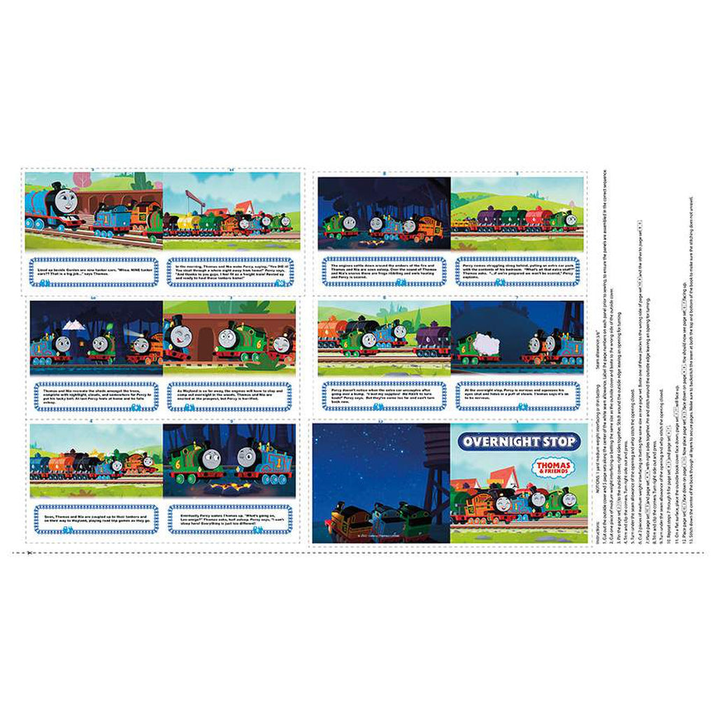 Full Steam Ahead with Thomas & Friends Overnight Stop Soft Book Panel by Riley Blake, PD12516