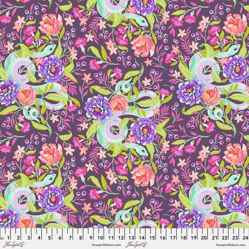 Dusk Hissy Fit 44" fabric by Tula Pink, Moon Garden, PWTP196.Dusk  moon garden