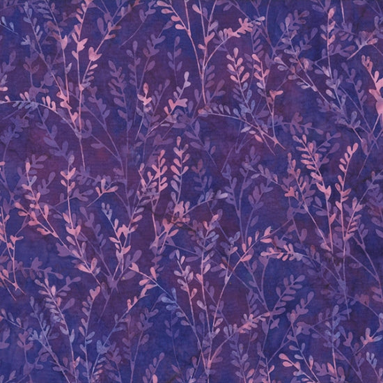 Purple stems and leaves 44" batik by Hoffman, S2317-382-Grape-Juice