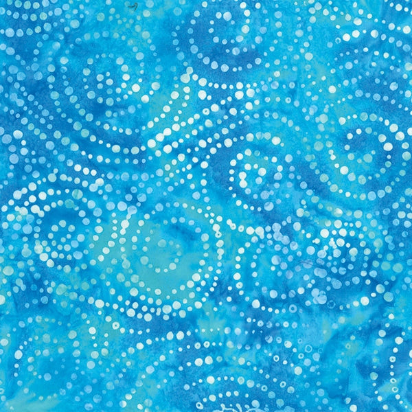 Teal Blue Dot Scroll 44" batik by Hoffman, S2359-136-Peacock