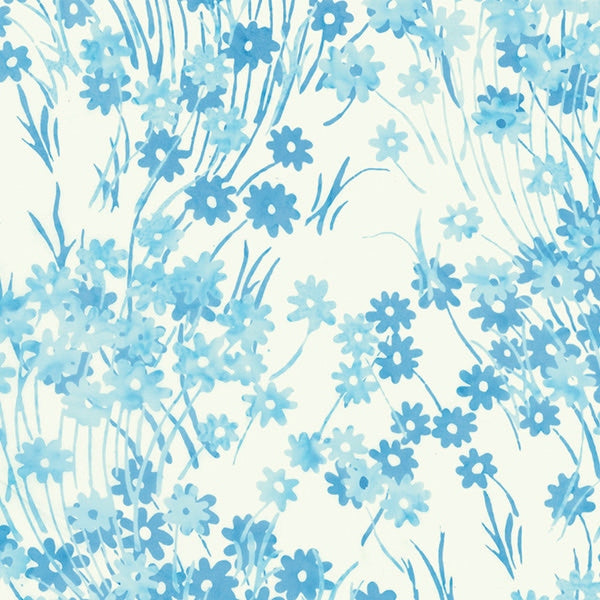 Baby Blue Ditsy Daisy 44" batik by Hoffman, S2372-708-Baby-Blue
