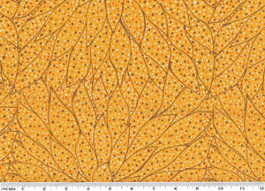 Seeds & Leaves on the Ground Gold 44" fabric M&S Textiles, Australian Aboriginal