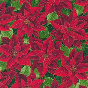 Red Poinsettia 108" fabric by Robert Kaufman, SRKDX-20793-3, Holiday Flourish 15