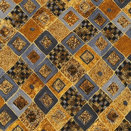 Gold Diamonds with Metallic 44" fabric by Kaufman, SRKM-17184-133, Gustav Klimt