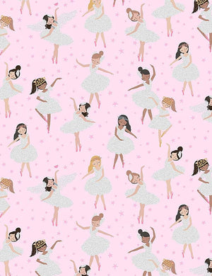 Glitter Ballerina Girls 44" fabric by Dear Stella, Stella-M1642