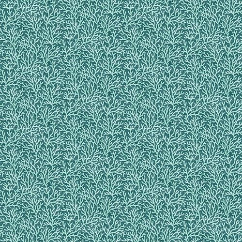 Teal Coral 44" fabric by Henry Glass, Salt & Sea, 224-66