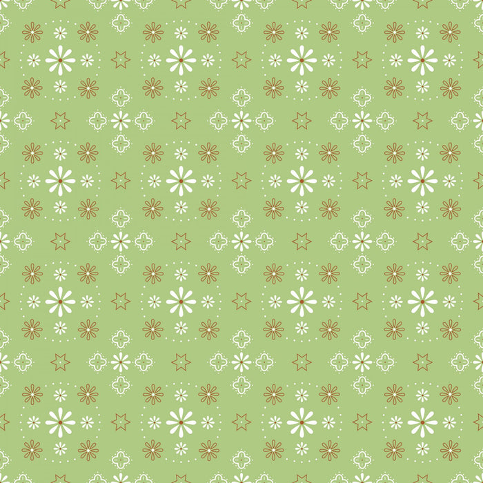 Bandana Green Flowers 108" fabric by Riley Blake,  WB6420R-GREEN