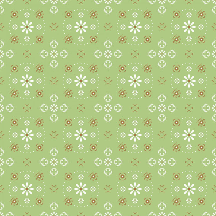 Bandana Green Flowers 108" fabric by Riley Blake,  WB6420R-GREEN