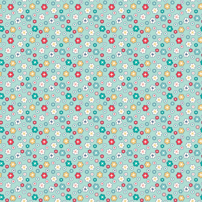 Blue with Petite Flowers 108" fabric by Riley Blake, WB9136-Song, Vintage Happy 2