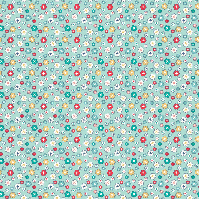 Blue with Petite Flowers 108" fabric by Riley Blake, WB9136-Song, Vintage Happy 2