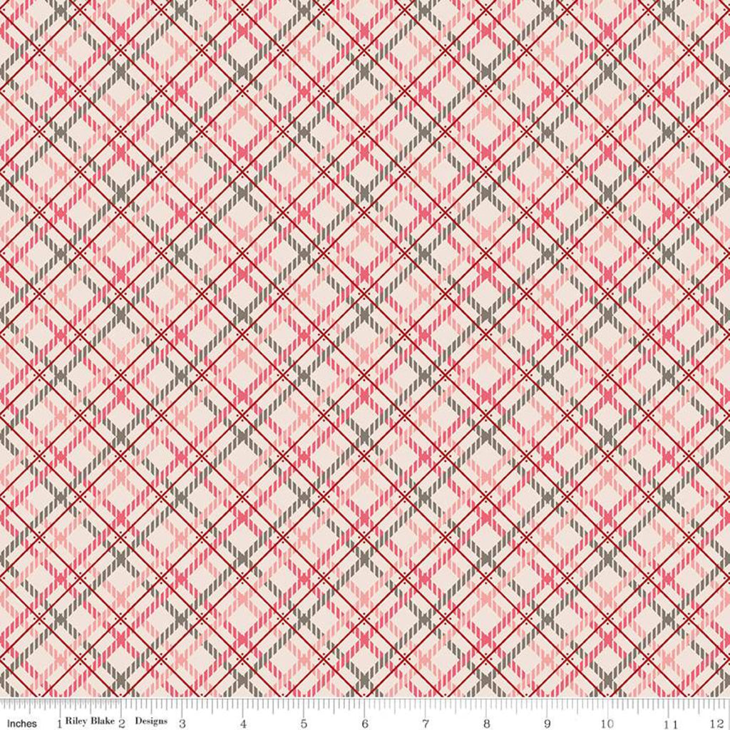 Pink Diagonal Plaid 108" fabric by Riley Blake, WB9709-Pink by Lori Holt