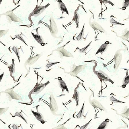 Cream Seabirds 44" by Clothworks, Y3468-57, Seashell Wishes