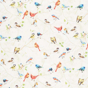 Painted Birds Perched 44" fabric by Timeless Treasures, Nature-CD7409