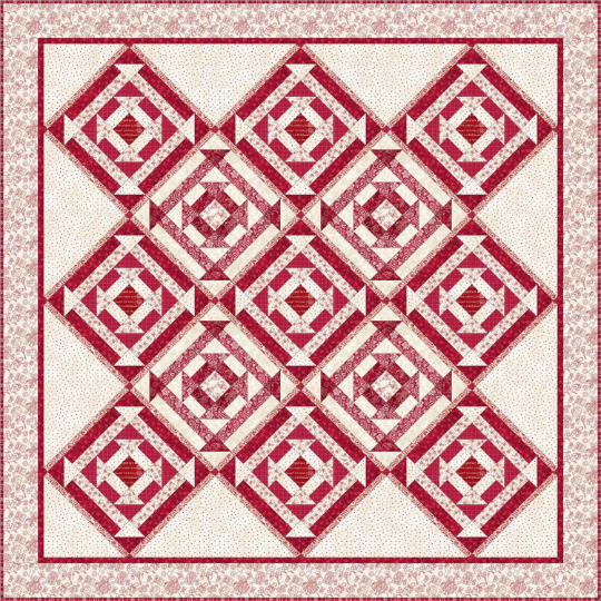 Red and Creme Churn it Up Quilt Kit, 52" x 52", The Little Things by Robin Kingsley