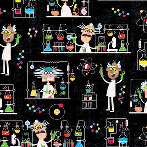 Mad Scientist 44" fabric by Michael Miller, DC9714-blac-d, Stem Squad
