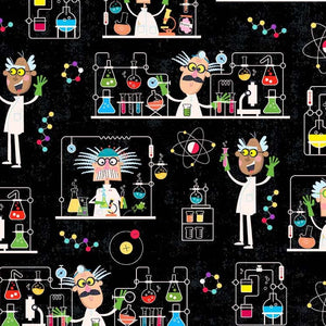 Mad Scientist 44" fabric by Michael Miller, DC9714-blac-d, Stem Squad