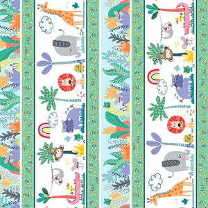 Into the Jungle Stripe 44" fabric by Michael Miller, DCX10448-mult-d, Jungle Safari