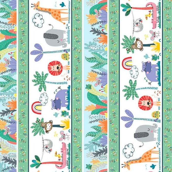 Into the Jungle Stripe 44" fabric by Michael Miller, DCX10448-mult-d, Jungle Safari